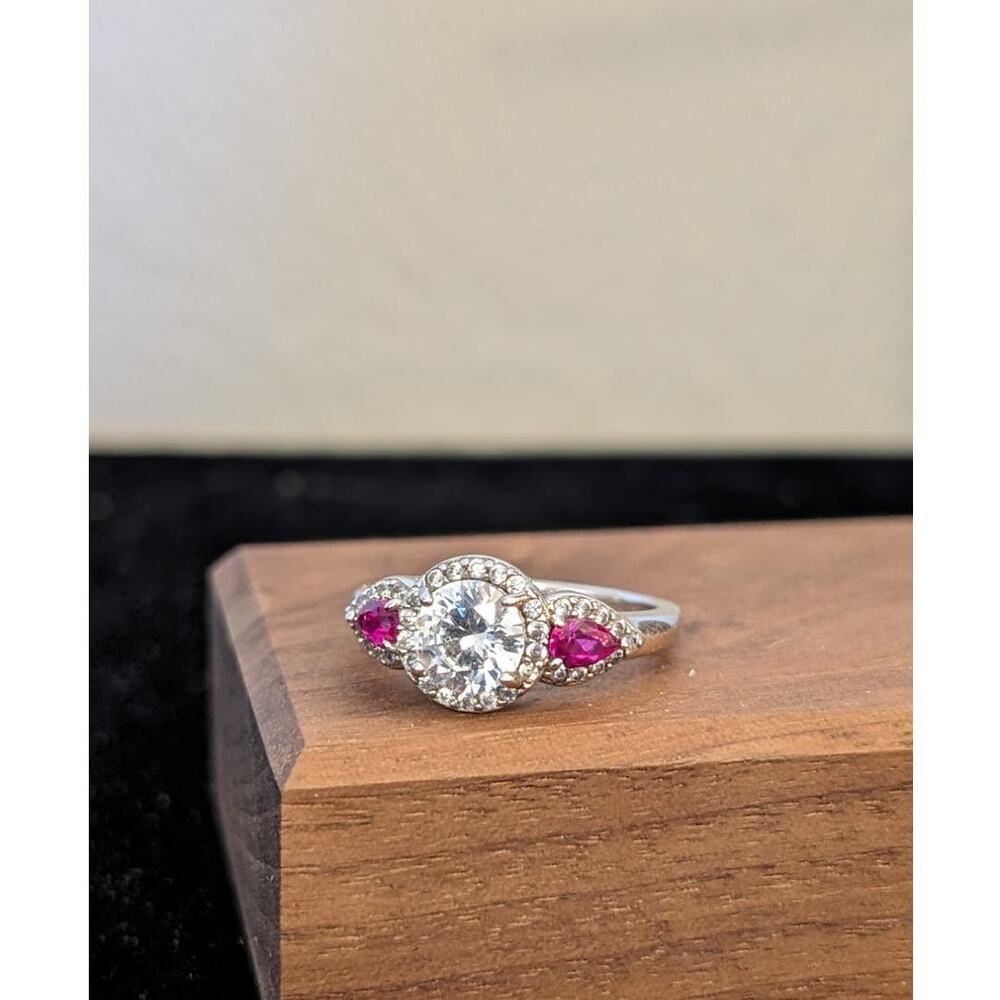 925 Large Round Cz & Lab-Created Ruby Trillion Ac… - image 8